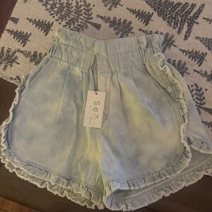 Sea New York Women's High Waist Light Blue Ruffled Shorts